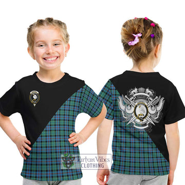 Campbell of Cawdor Ancient Tartan Kid T-Shirt with Family Crest and Military Logo Style