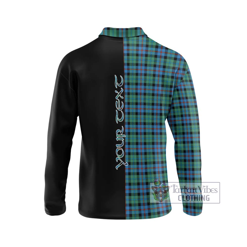 Campbell of Cawdor Ancient Tartan Long Sleeve Polo Shirt with Family Crest and Half Of Me Style - Tartanvibesclothing Shop