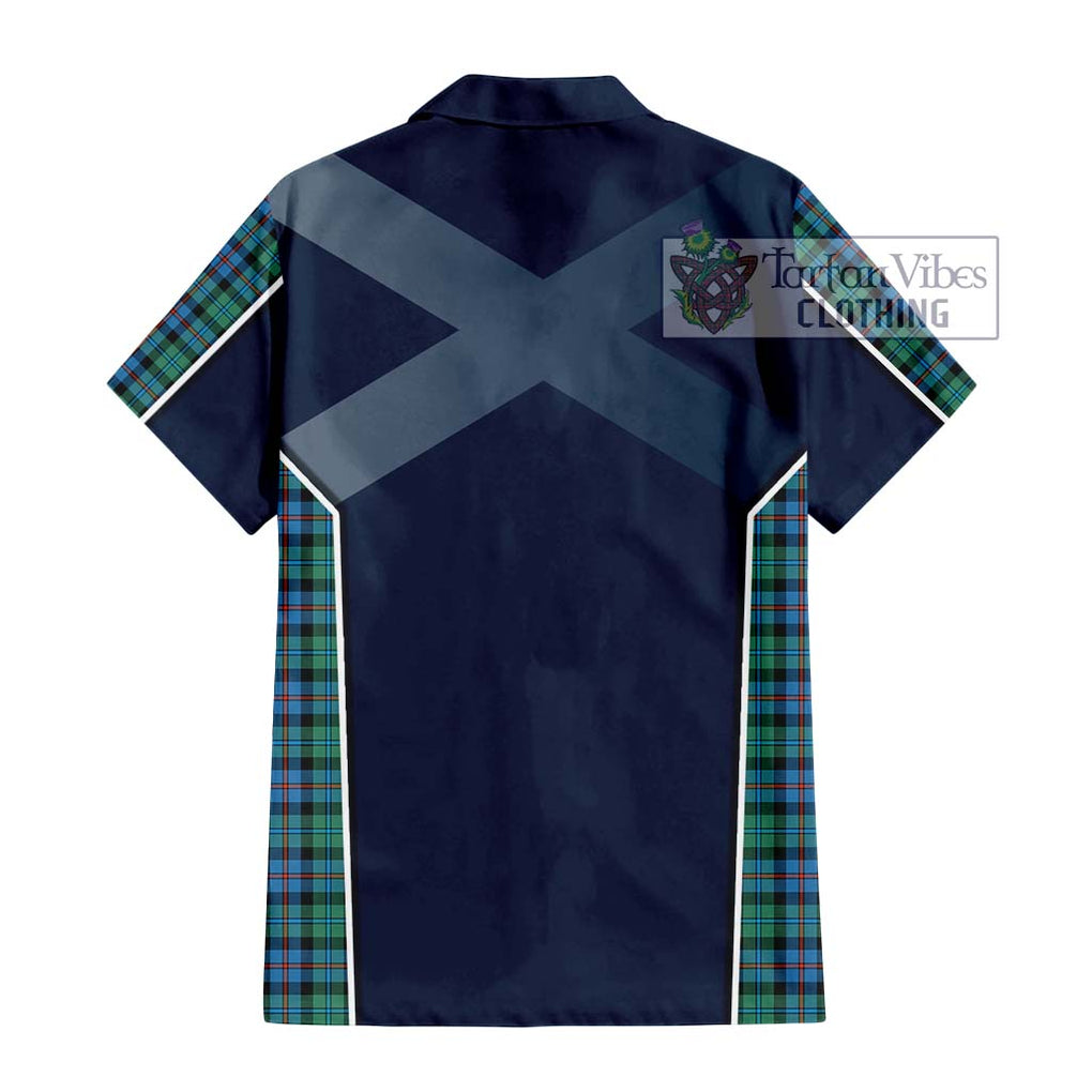 Campbell of Cawdor Ancient Tartan Short Sleeve Button Shirt with Family Crest and Lion Rampant Vibes Sport Style - Tartan Vibes Clothing