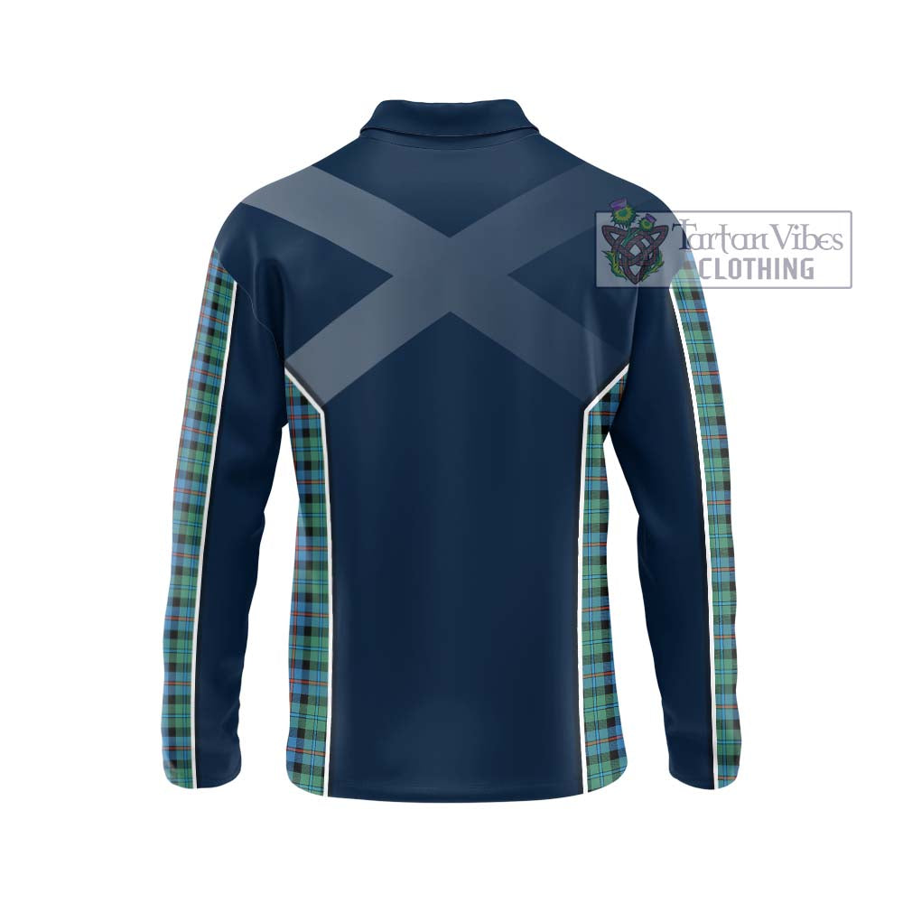 Campbell of Cawdor Ancient Tartan Long Sleeve Polo Shirt with Family Crest and Lion Rampant Vibes Sport Style - Tartan Vibes Clothing