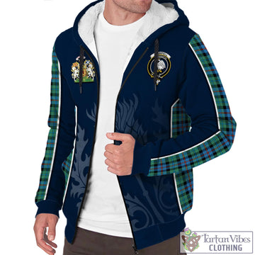 Campbell of Cawdor Ancient Tartan Sherpa Hoodie with Family Crest and Scottish Thistle Vibes Sport Style