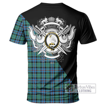 Campbell of Cawdor Ancient Tartan T-Shirt with Family Crest and Military Logo Style