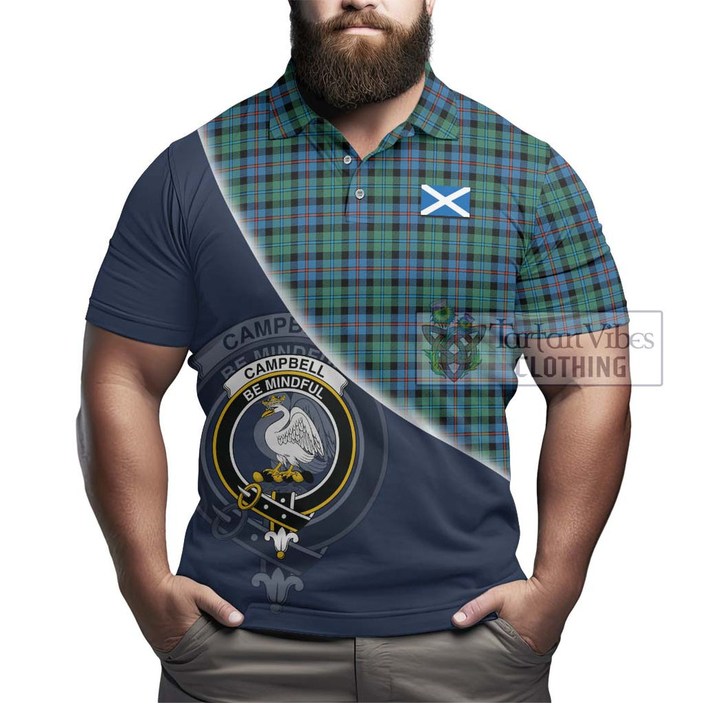 Campbell of Cawdor Ancient Tartan Polo Shirt with Personalised National Flag and Family Crest Half Style - Tartanvibesclothing Shop