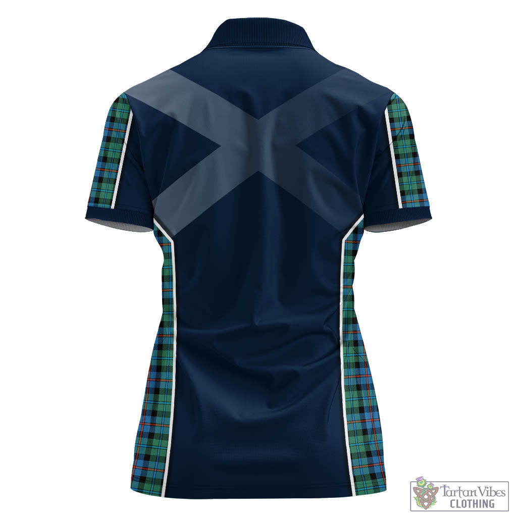 Tartan Vibes Clothing Campbell of Cawdor Ancient Tartan Women's Polo Shirt with Family Crest and Scottish Thistle Vibes Sport Style