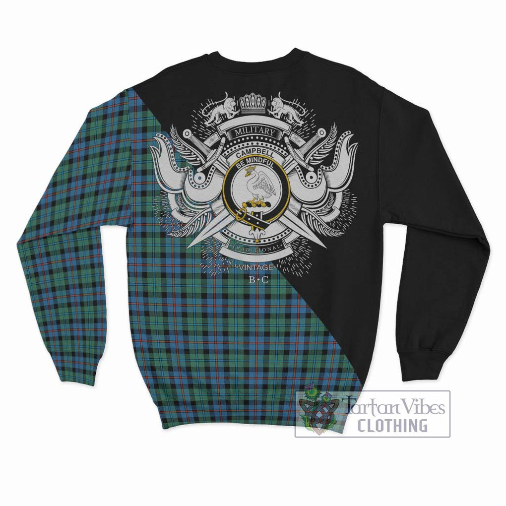 Campbell of Cawdor Ancient Tartan Sweatshirt with Family Crest and Military Logo Style - Tartanvibesclothing Shop