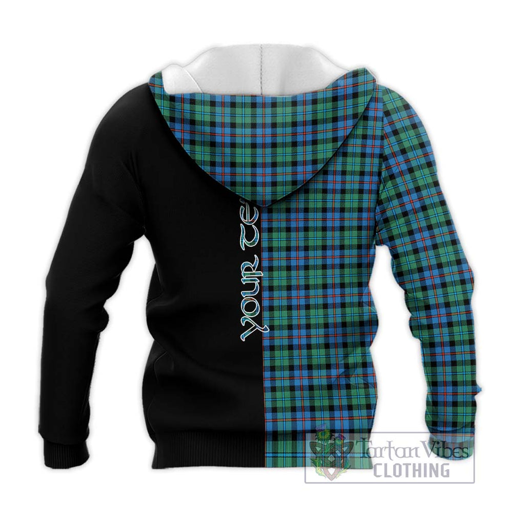 Campbell of Cawdor Ancient Tartan Knitted Hoodie with Family Crest and Half Of Me Style - Tartanvibesclothing Shop