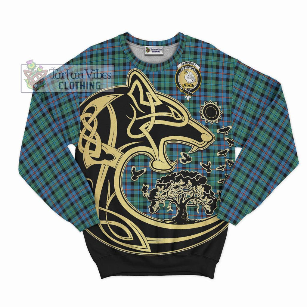 Campbell of Cawdor Ancient Tartan Sweatshirt with Family Crest Celtic Wolf Style - Tartan Vibes Clothing