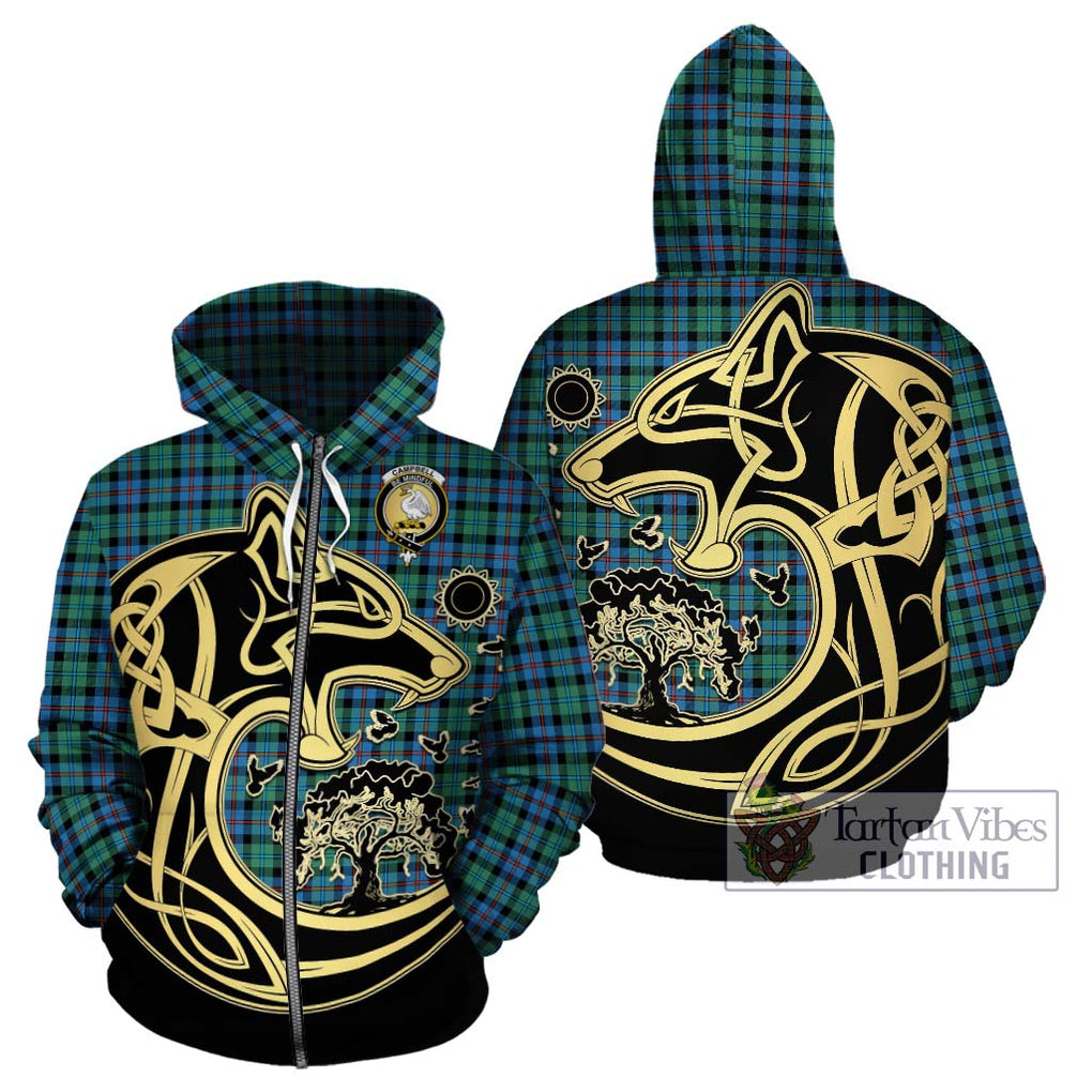 Campbell of Cawdor Ancient Tartan Hoodie with Family Crest Celtic Wolf Style - Tartan Vibes Clothing