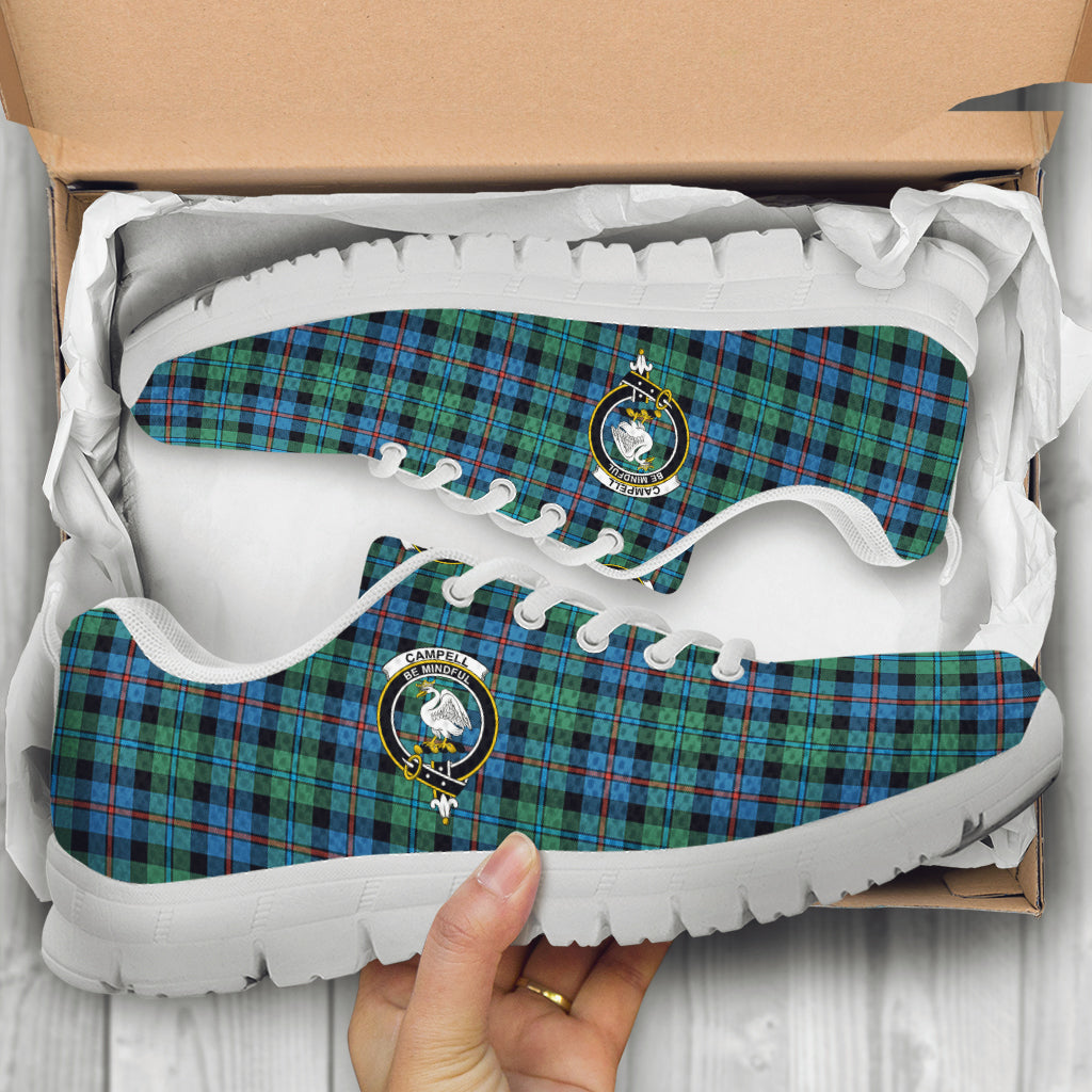 Campbell of Cawdor Ancient Tartan Sneakers with Family Crest - Tartan Vibes Clothing