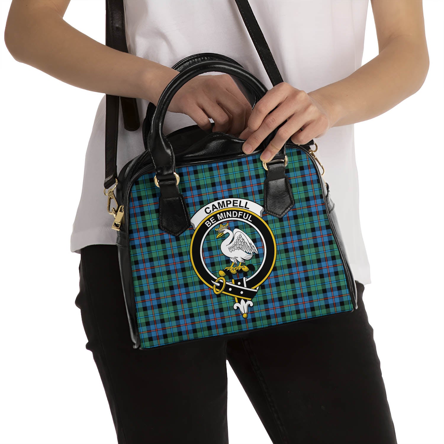 Campbell of Cawdor Ancient Tartan Shoulder Handbags with Family Crest - Tartanvibesclothing