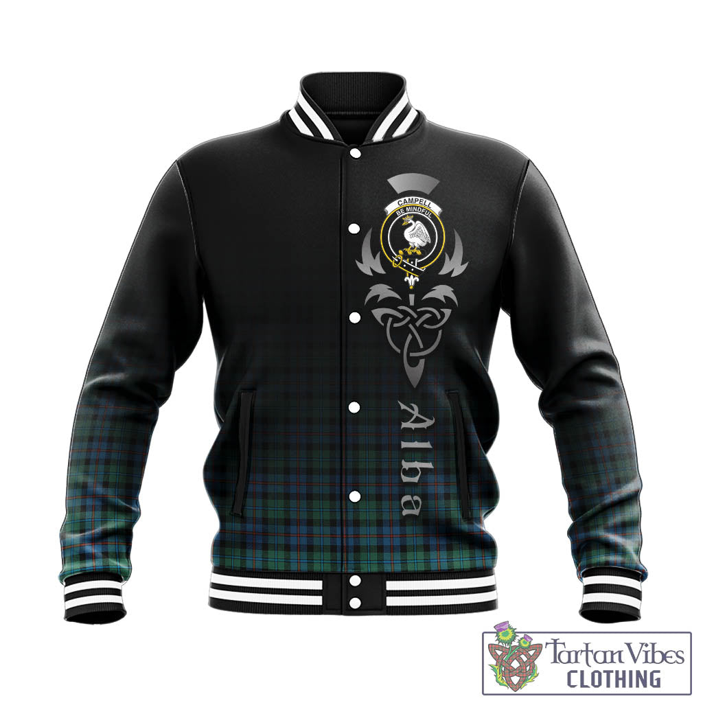 Tartan Vibes Clothing Campbell of Cawdor Ancient Tartan Baseball Jacket Featuring Alba Gu Brath Family Crest Celtic Inspired