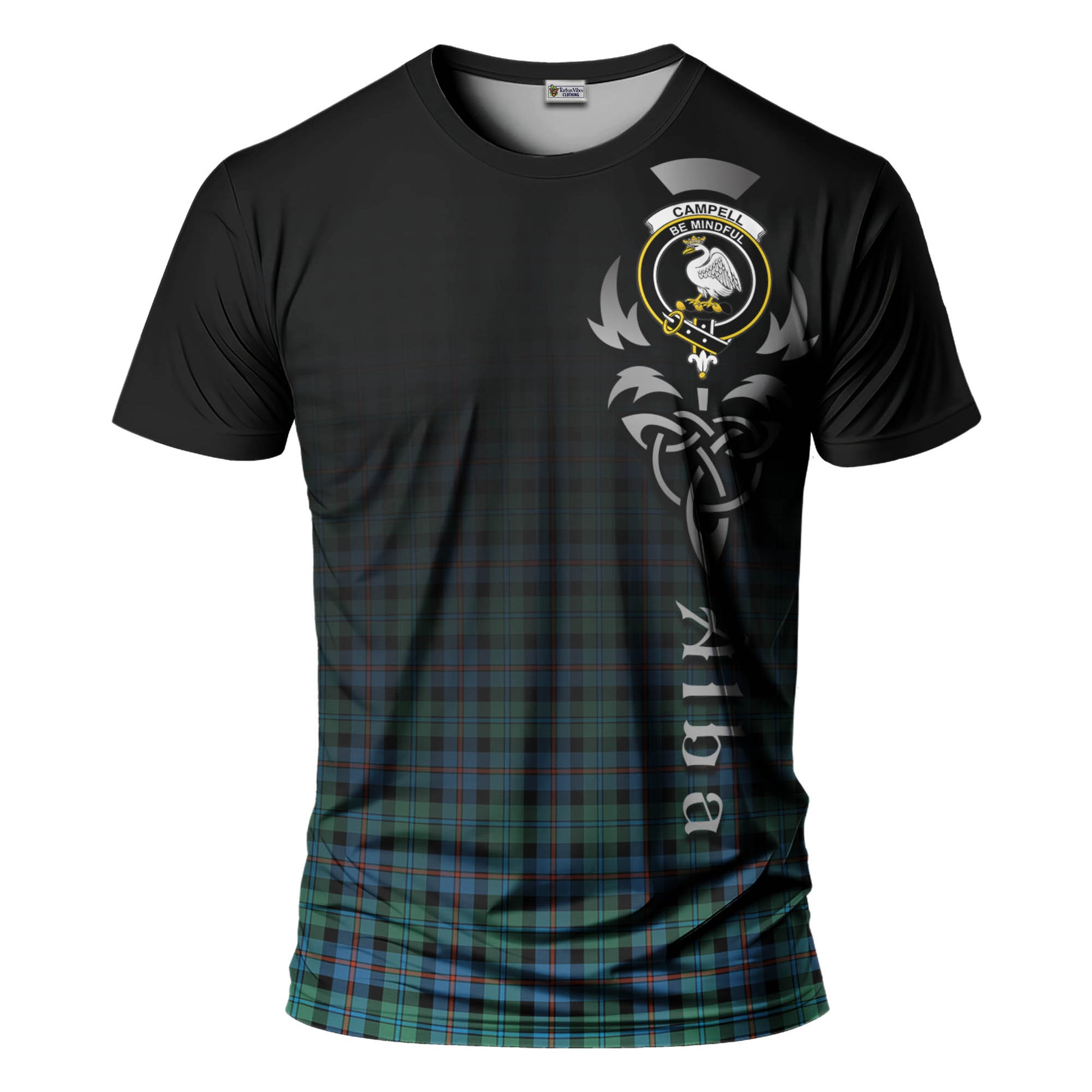 Tartan Vibes Clothing Campbell of Cawdor Ancient Tartan T-Shirt Featuring Alba Gu Brath Family Crest Celtic Inspired