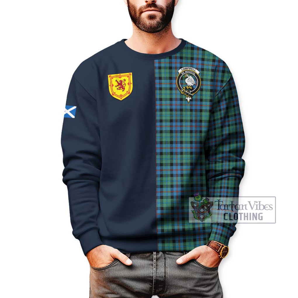 Tartan Vibes Clothing Campbell of Cawdor Ancient Tartan Sweatshirt with Scottish Lion Royal Arm Half Style