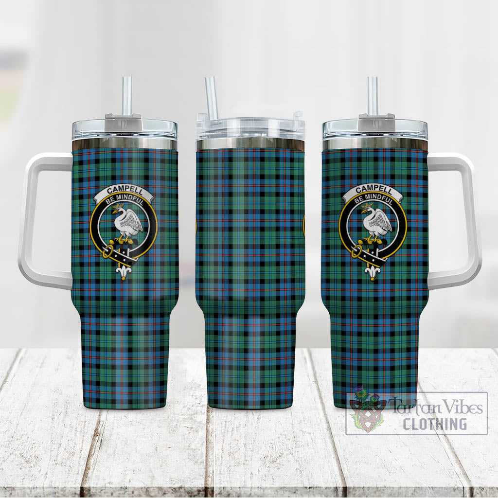 Tartan Vibes Clothing Campbell of Cawdor Ancient Tartan and Family Crest Tumbler with Handle