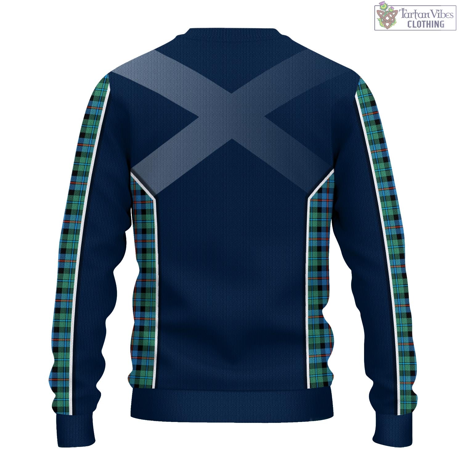 Tartan Vibes Clothing Campbell of Cawdor Ancient Tartan Knitted Sweatshirt with Family Crest and Scottish Thistle Vibes Sport Style