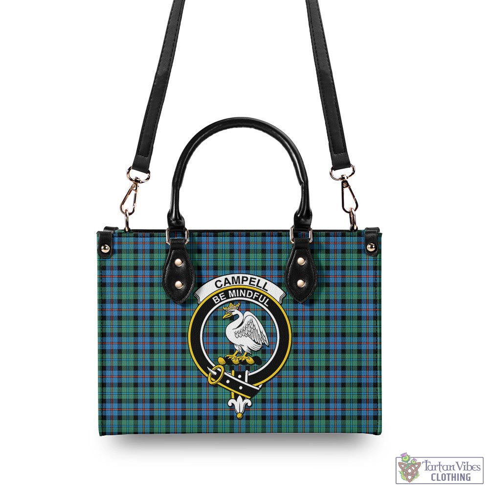 Tartan Vibes Clothing Campbell of Cawdor Ancient Tartan Luxury Leather Handbags with Family Crest