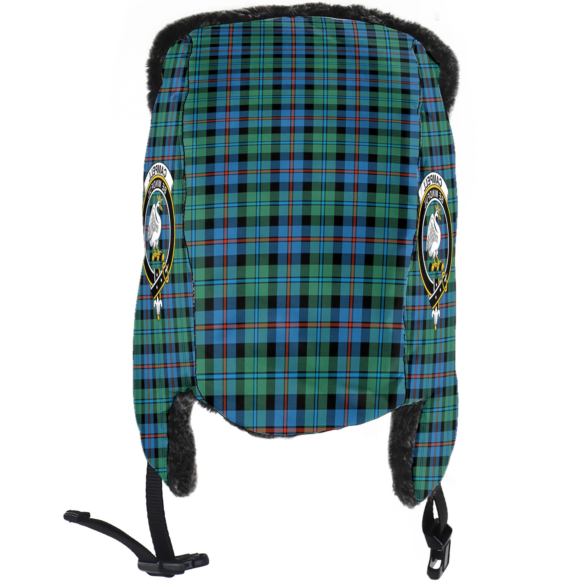 Campbell of Cawdor Ancient Tartan Winter Trapper Hat with Family Crest - Tartanvibesclothing