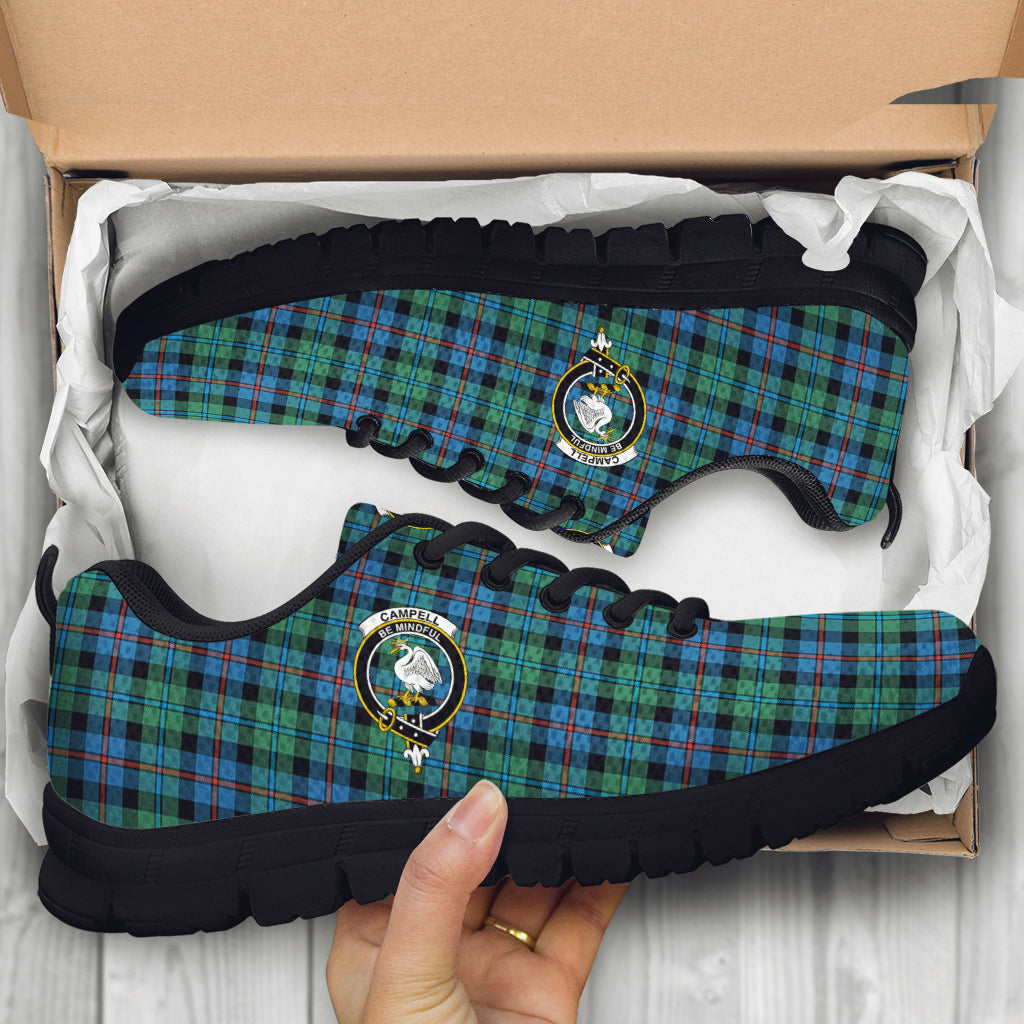 Campbell of Cawdor Ancient Tartan Sneakers with Family Crest - Tartan Vibes Clothing