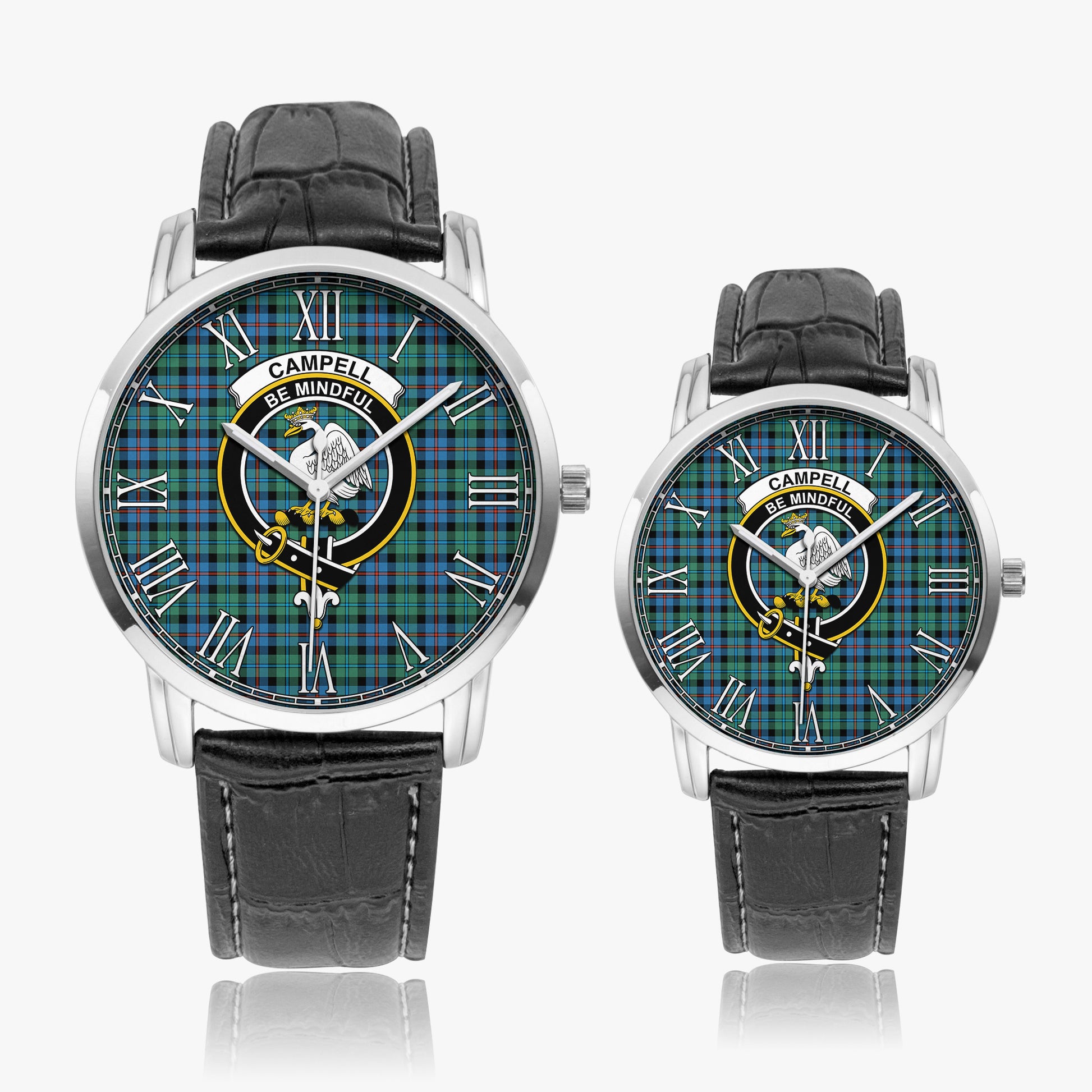 Campbell of Cawdor Ancient Tartan Family Crest Leather Strap Quartz Watch - Tartanvibesclothing