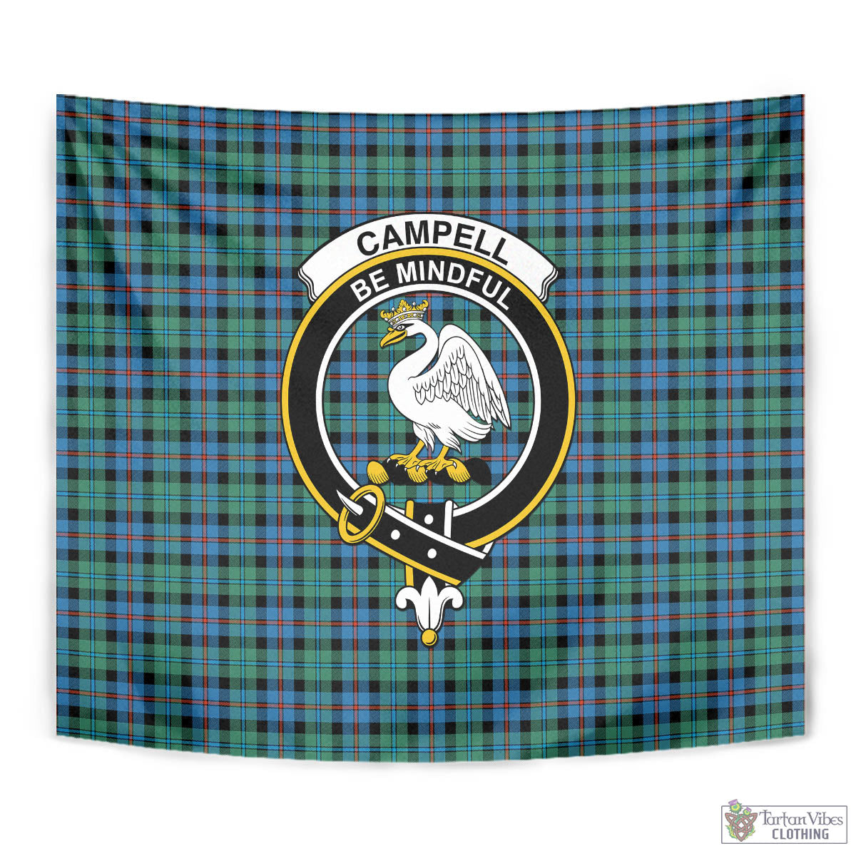 Tartan Vibes Clothing Campbell of Cawdor Ancient Tartan Tapestry Wall Hanging and Home Decor for Room with Family Crest