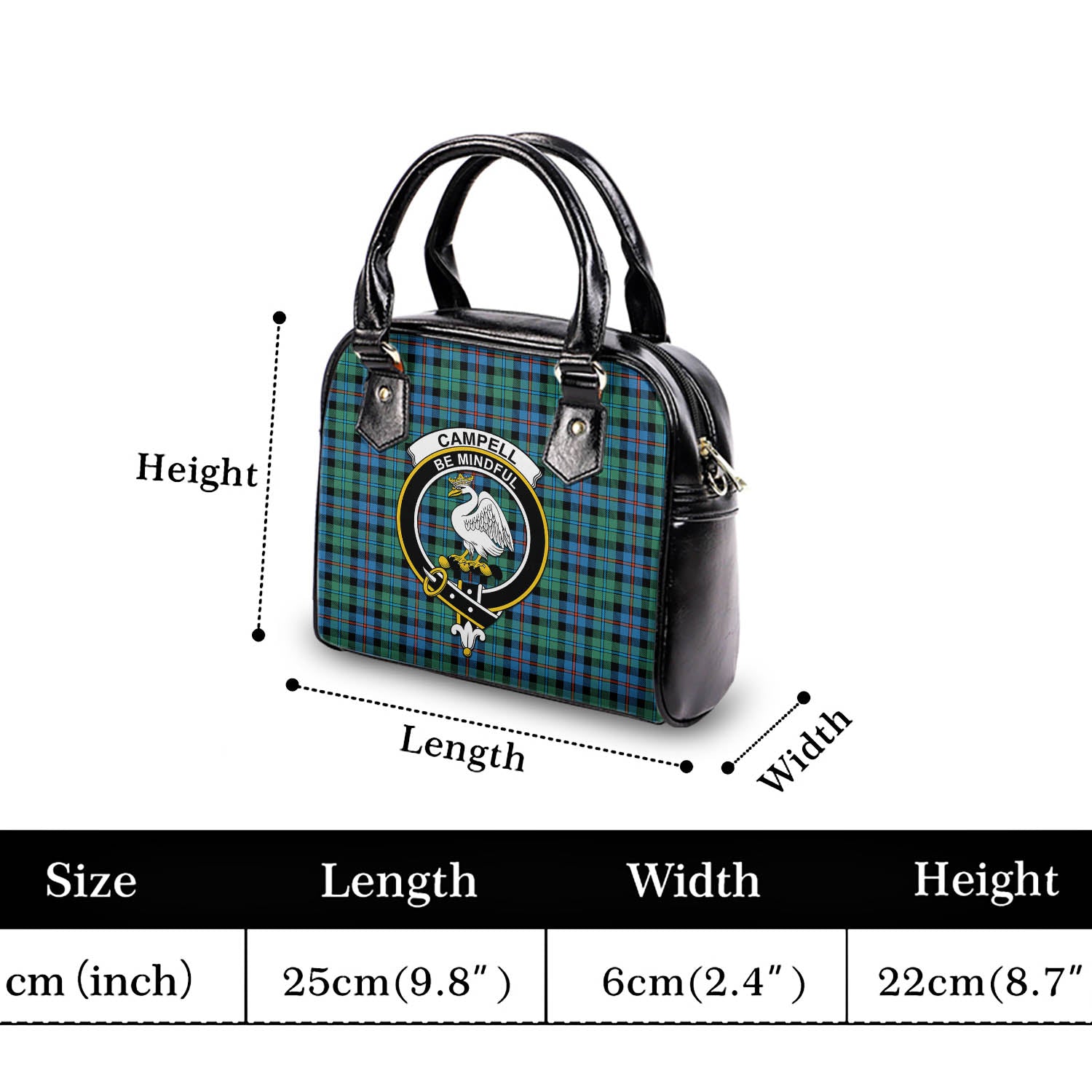 Campbell of Cawdor Ancient Tartan Shoulder Handbags with Family Crest - Tartanvibesclothing