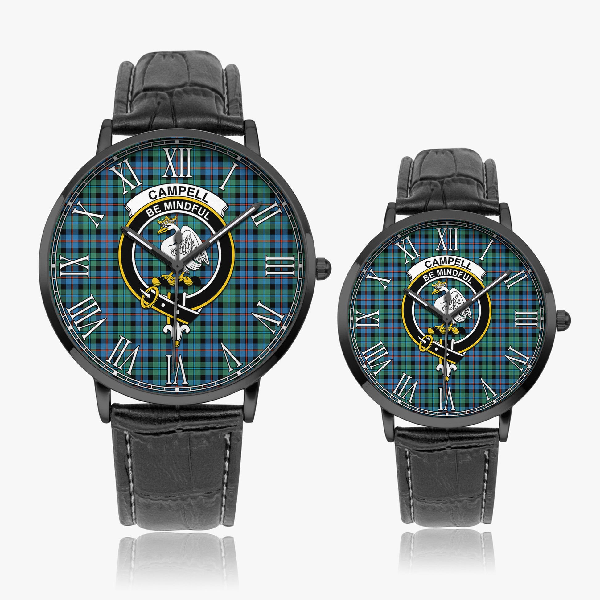 Campbell of Cawdor Ancient Tartan Family Crest Leather Strap Quartz Watch - Tartanvibesclothing