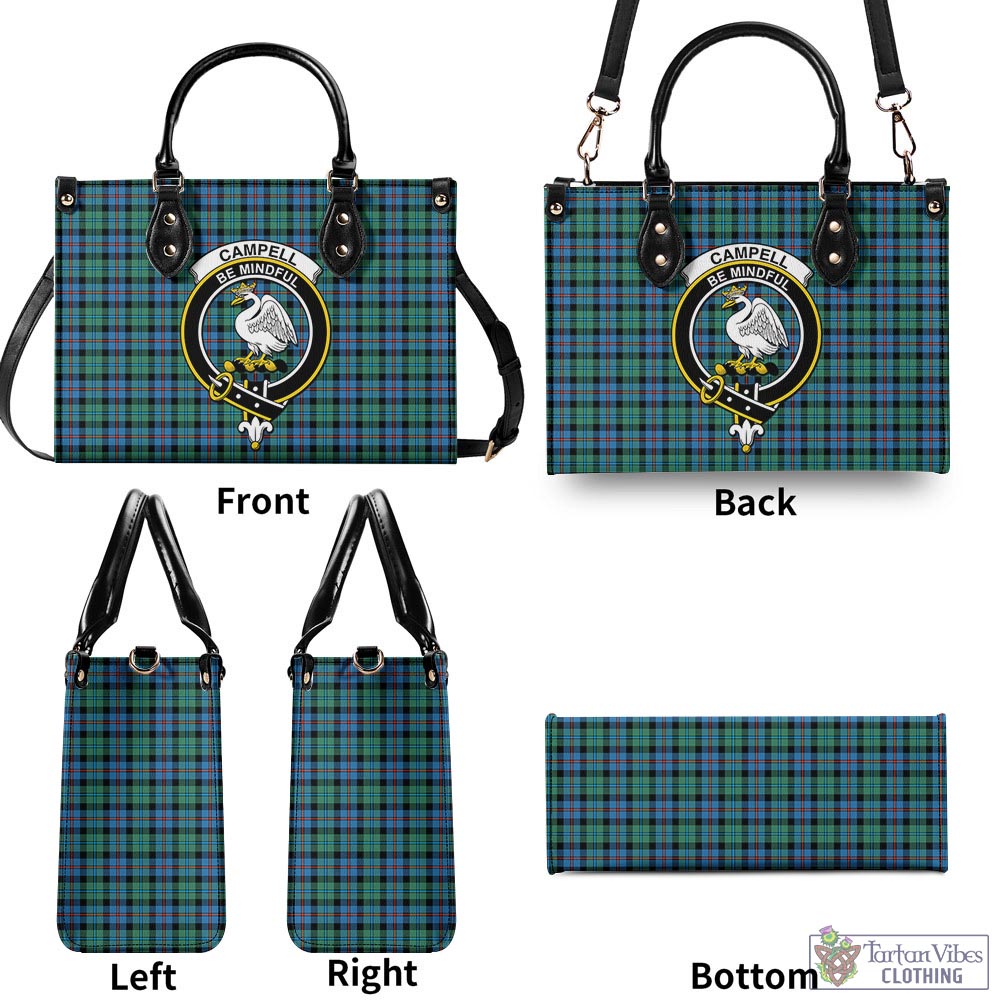 Tartan Vibes Clothing Campbell of Cawdor Ancient Tartan Luxury Leather Handbags with Family Crest