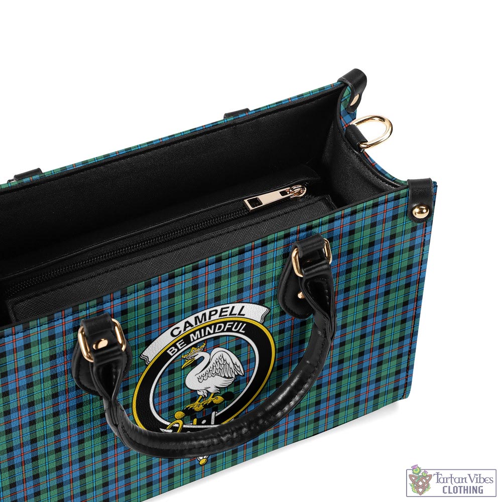 Tartan Vibes Clothing Campbell of Cawdor Ancient Tartan Luxury Leather Handbags with Family Crest