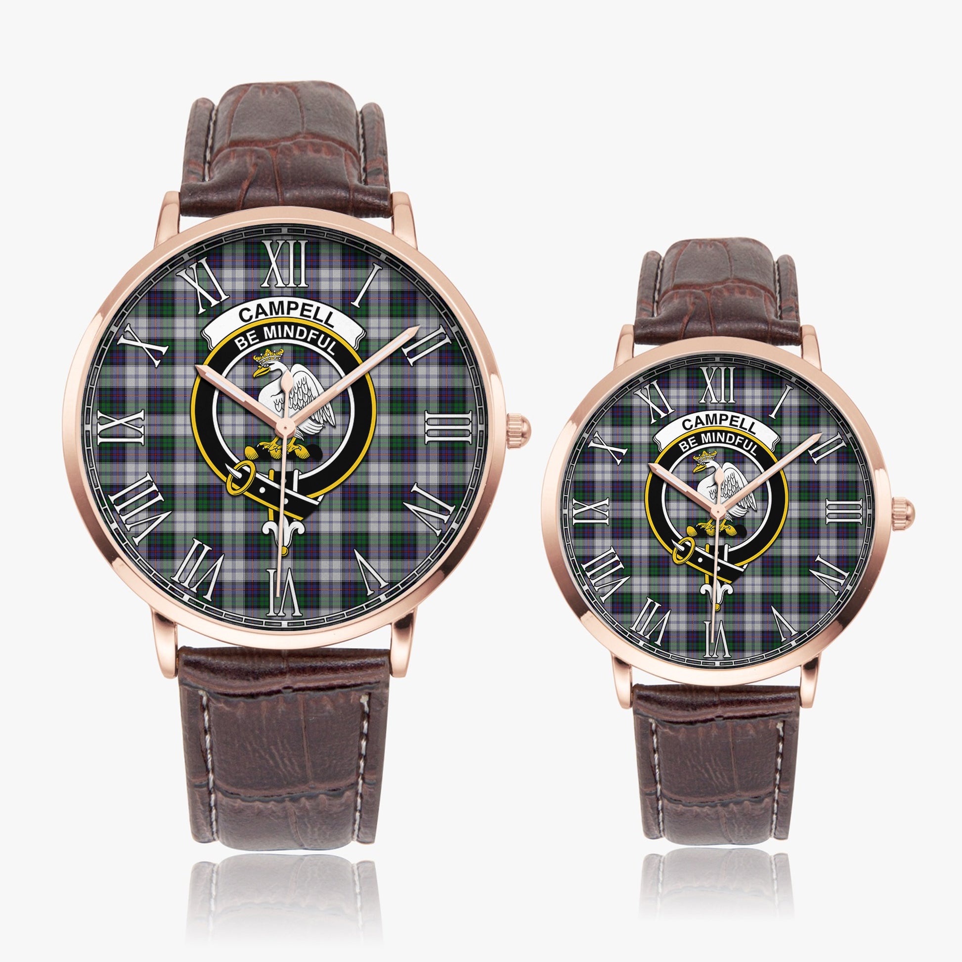 Campbell of Cawdor Dress Tartan Family Crest Leather Strap Quartz Watch - Tartanvibesclothing