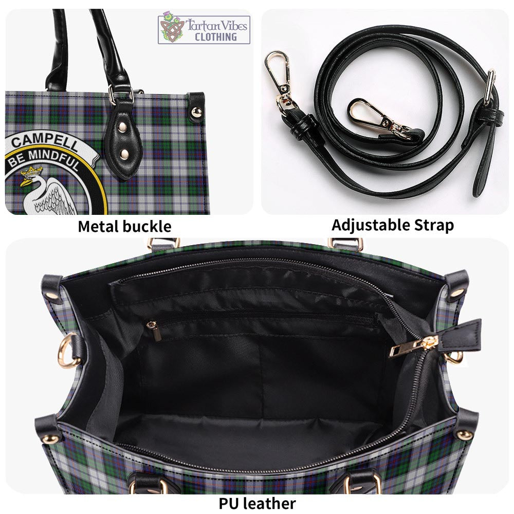 Tartan Vibes Clothing Campbell of Cawdor Dress Tartan Luxury Leather Handbags with Family Crest