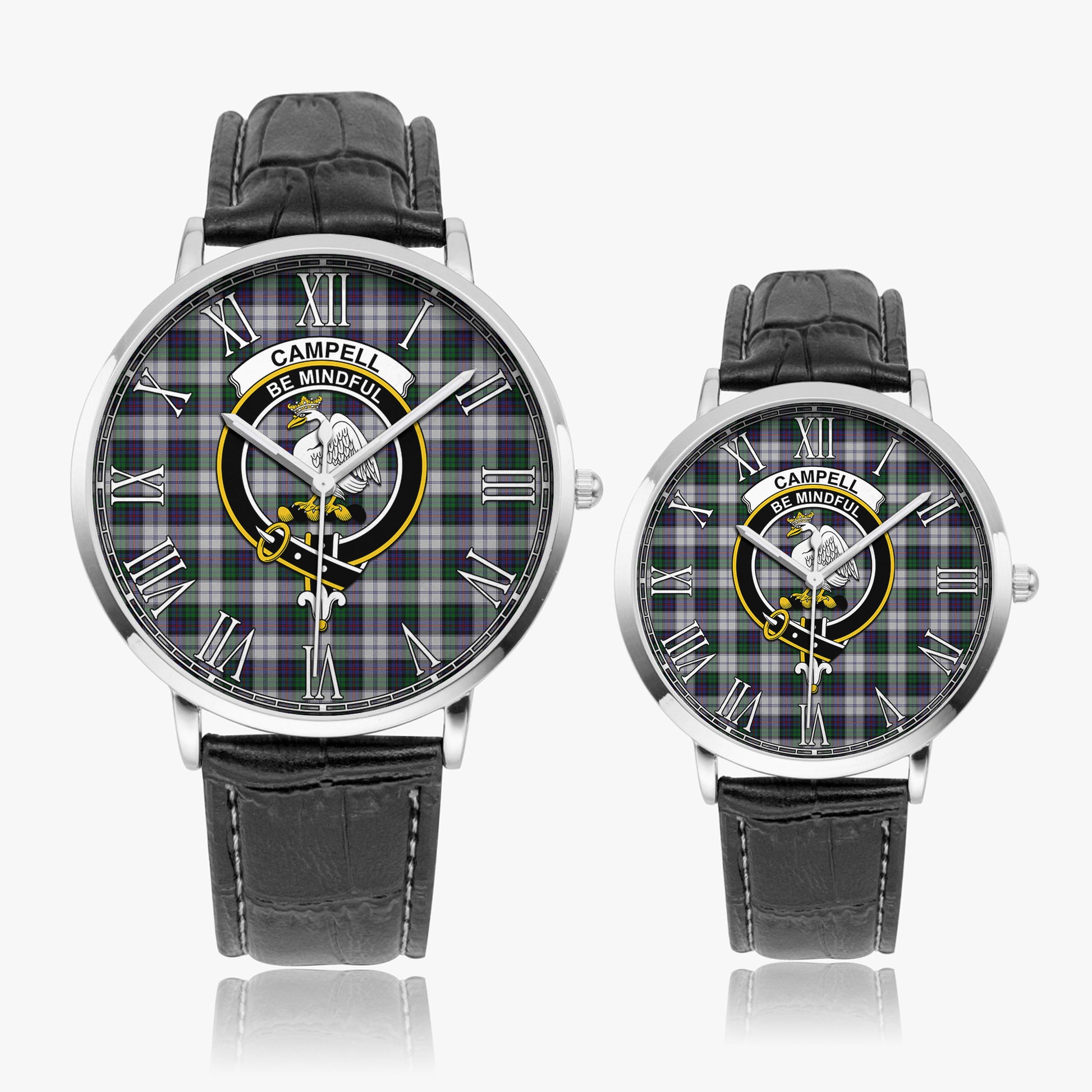 Campbell of Cawdor Dress Tartan Family Crest Leather Strap Quartz Watch - Tartanvibesclothing