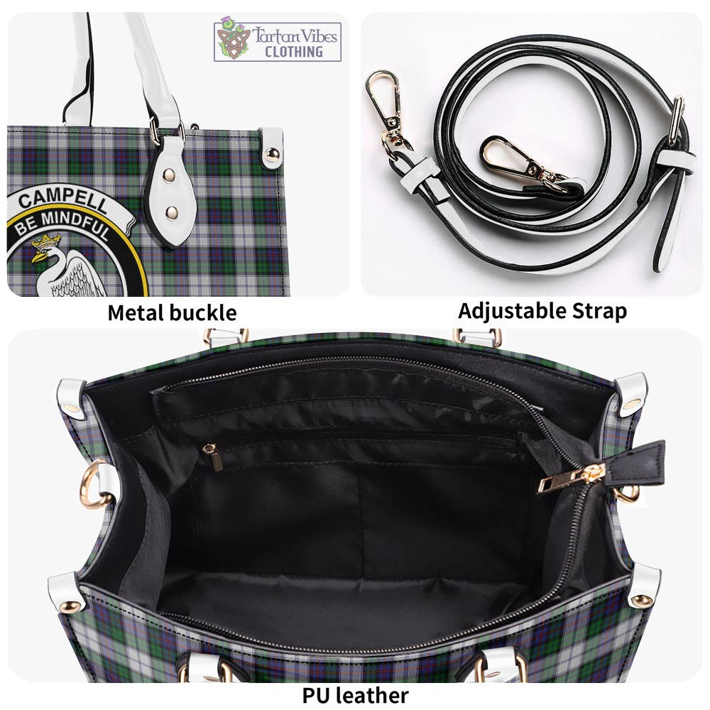 Tartan Vibes Clothing Campbell of Cawdor Dress Tartan Luxury Leather Handbags with Family Crest