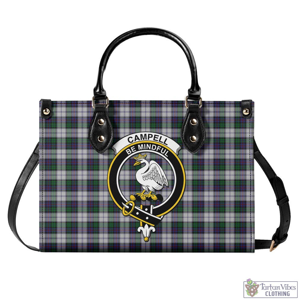 Tartan Vibes Clothing Campbell of Cawdor Dress Tartan Luxury Leather Handbags with Family Crest