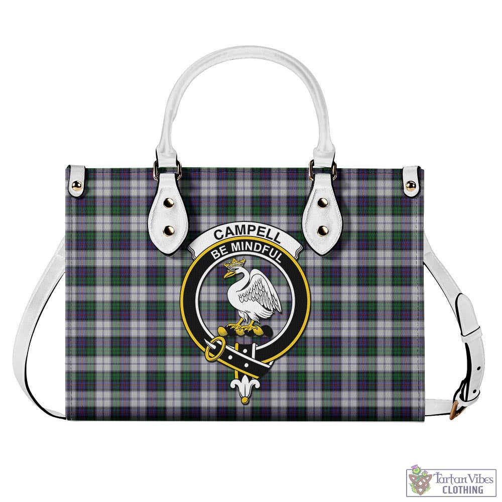 Tartan Vibes Clothing Campbell of Cawdor Dress Tartan Luxury Leather Handbags with Family Crest