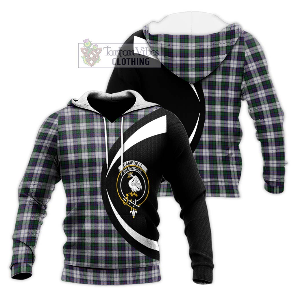 Campbell of Cawdor Dress Tartan Knitted Hoodie with Family Crest Circle Style Unisex Knitted Pullover Hoodie - Tartan Vibes Clothing