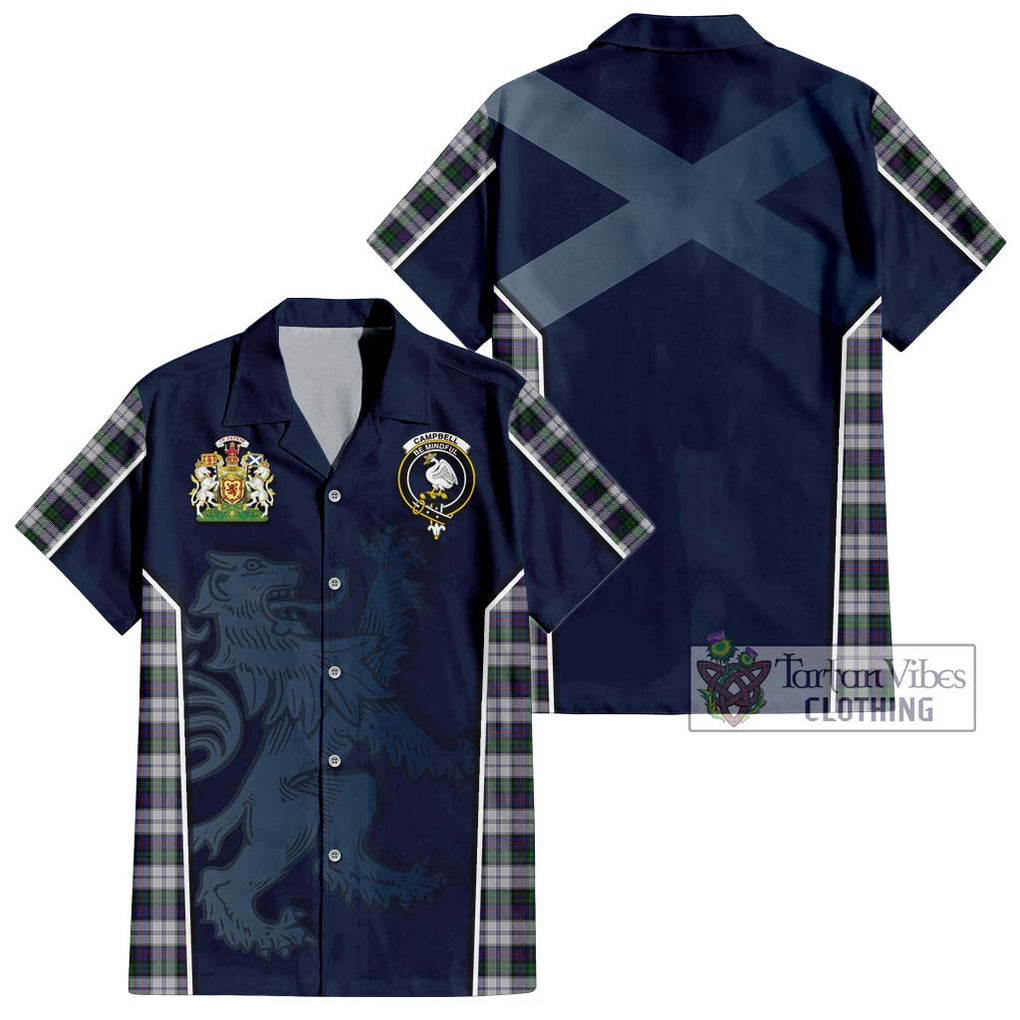 Campbell of Cawdor Dress Tartan Short Sleeve Button Shirt with Family Crest and Lion Rampant Vibes Sport Style Kid - Tartan Vibes Clothing