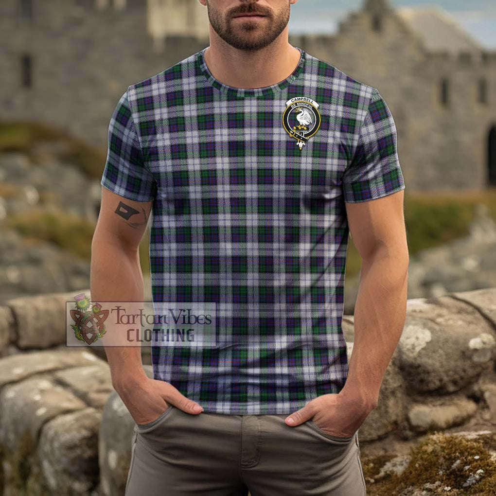 Campbell of Cawdor Dress Tartan Cotton T-Shirt with Family Crest Men's Shirt - Tartanvibesclothing Shop