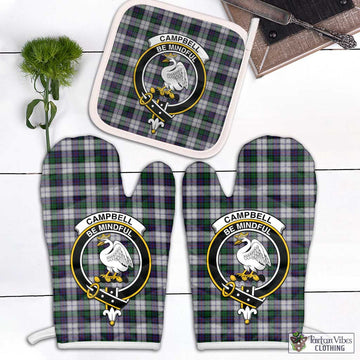 Campbell of Cawdor Dress Tartan Combo Oven Mitt & Pot-Holder with Family Crest