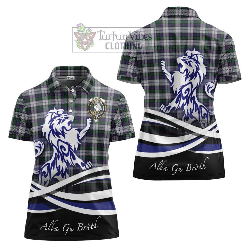 Campbell of Cawdor Dress Tartan Women's Polo Shirt with Alba Gu Brath Regal Lion Emblem Women - Tartanvibesclothing Shop