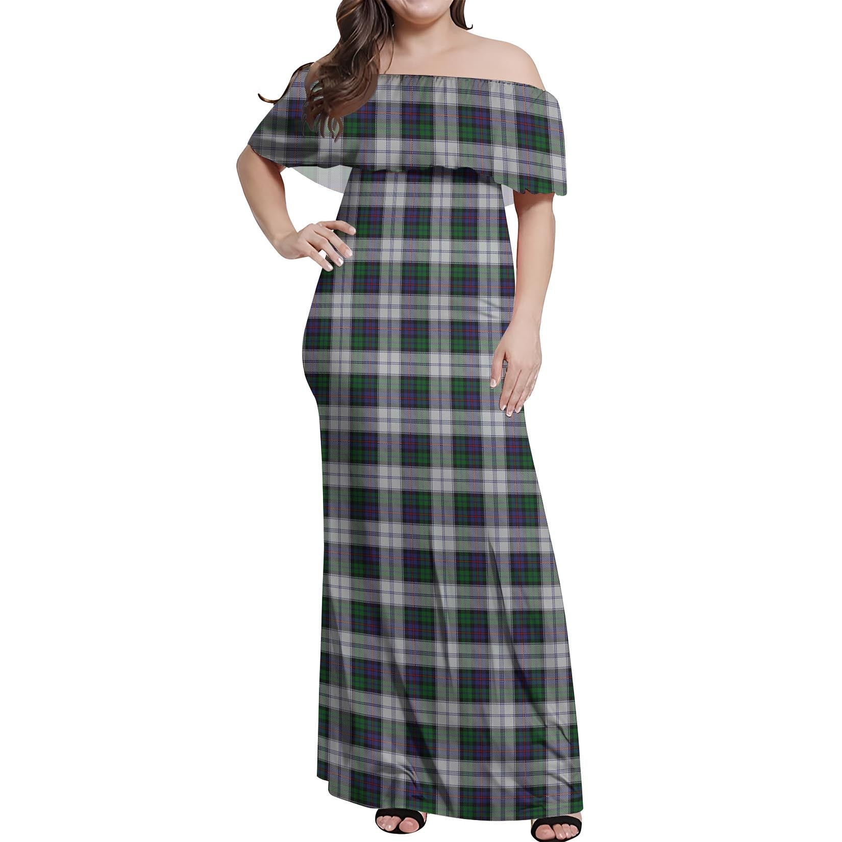 Campbell of Cawdor Dress Tartan Off Shoulder Long Dress Women's Dress - Tartanvibesclothing