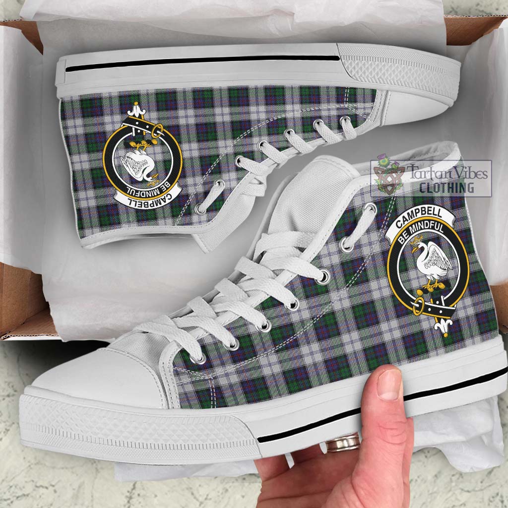 Tartan Vibes Clothing Campbell of Cawdor Dress Tartan High Top Shoes with Family Crest