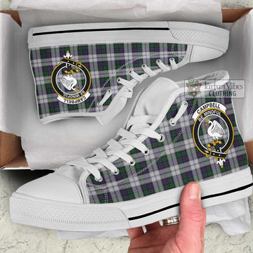 Campbell of Cawdor Dress Tartan High Top Shoes with Family Crest