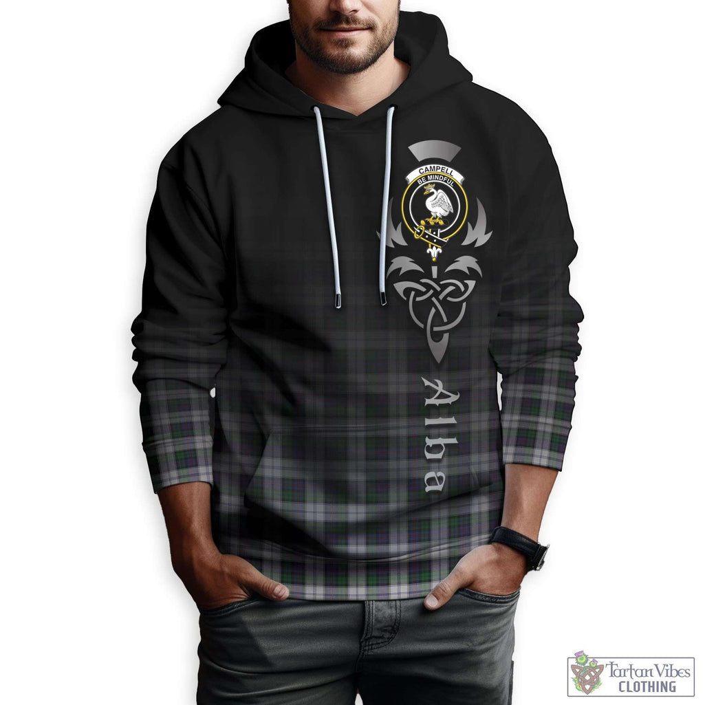 Tartan Vibes Clothing Campbell of Cawdor Dress Tartan Hoodie Featuring Alba Gu Brath Family Crest Celtic Inspired