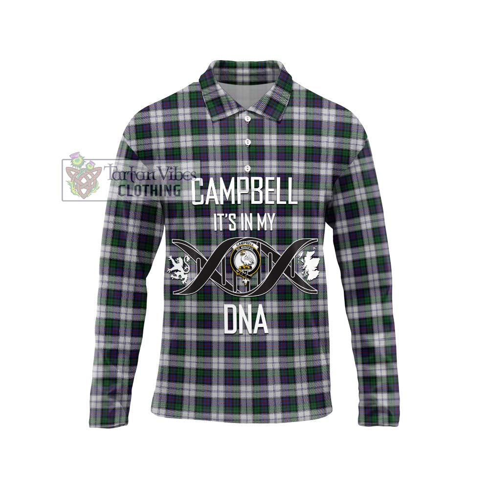 Campbell of Cawdor Dress Tartan Long Sleeve Polo Shirt with Family Crest DNA In Me Style Unisex - Tartanvibesclothing Shop