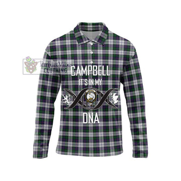 Campbell of Cawdor Dress Tartan Long Sleeve Polo Shirt with Family Crest DNA In Me Style