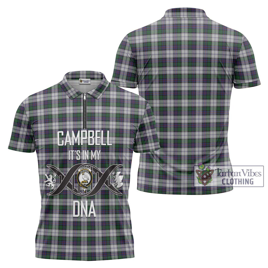 Campbell of Cawdor Dress Tartan Zipper Polo Shirt with Family Crest DNA In Me Style Unisex - Tartanvibesclothing Shop