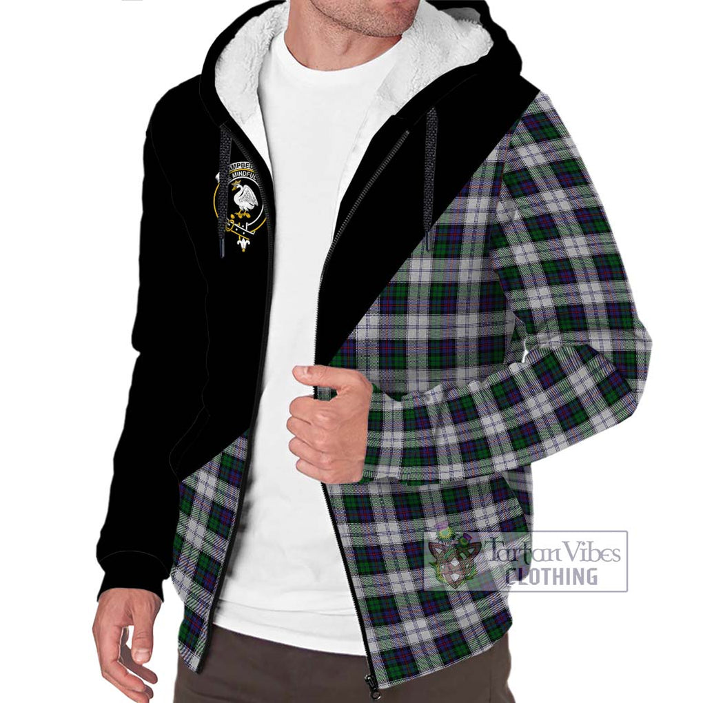 Campbell of Cawdor Dress Tartan Sherpa Hoodie with Family Crest and Military Logo Style Unisex S - Tartanvibesclothing Shop