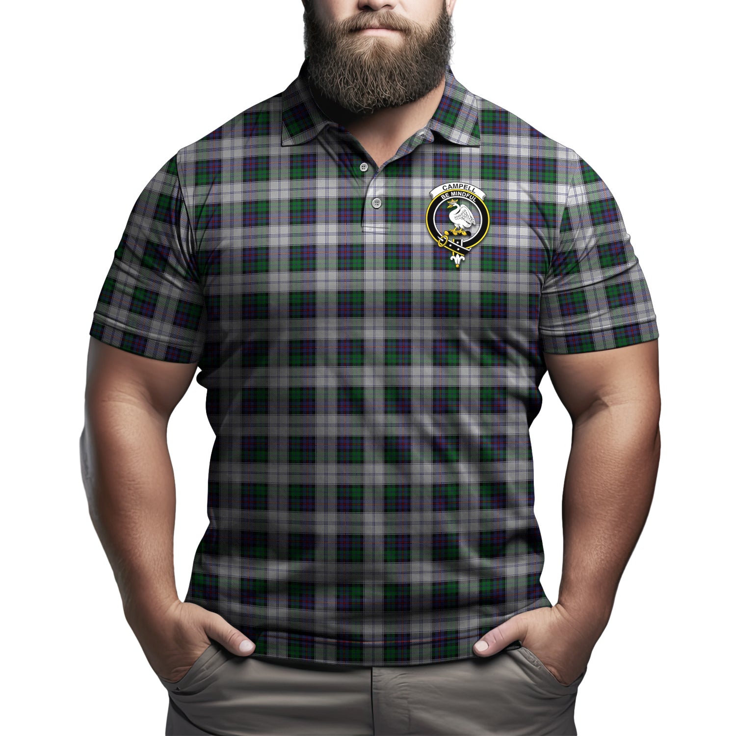 Campbell of Cawdor Dress Tartan Men's Polo Shirt with Family Crest Kid - Tartan Vibes Clothing