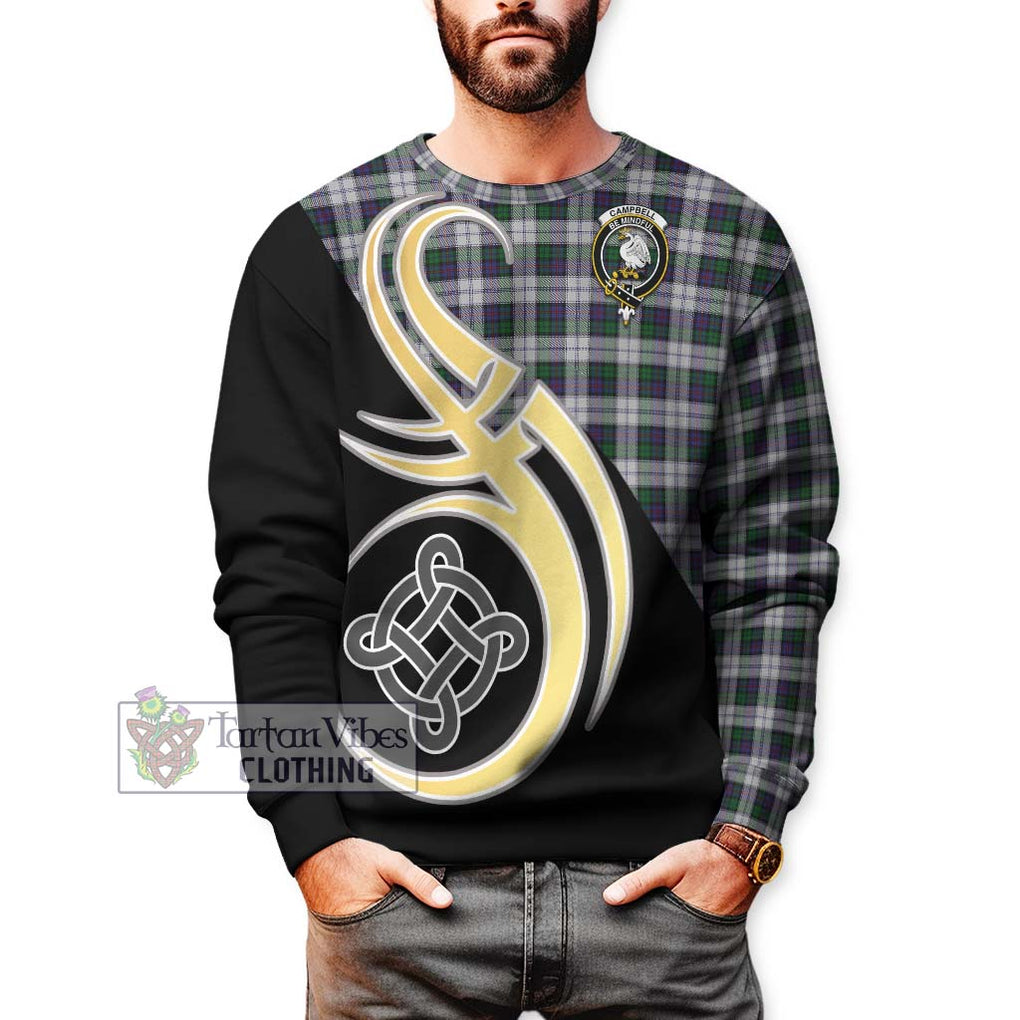 Campbell of Cawdor Dress Tartan Sweatshirt with Family Crest and Celtic Symbol Style Unisex - Tartan Vibes Clothing