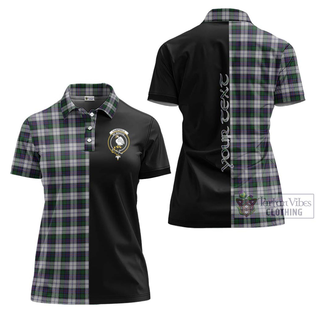 Campbell of Cawdor Dress Tartan Women's Polo Shirt with Family Crest and Half Of Me Style Women - Tartanvibesclothing Shop